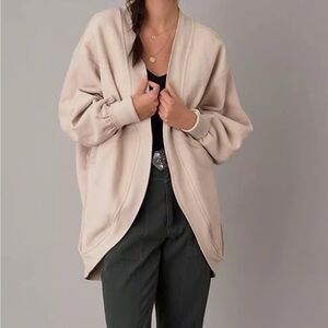 Anthropologie Pilcro Aubrey Draped Cardigan Oatmeal Petite Oversized XXSP/XSP